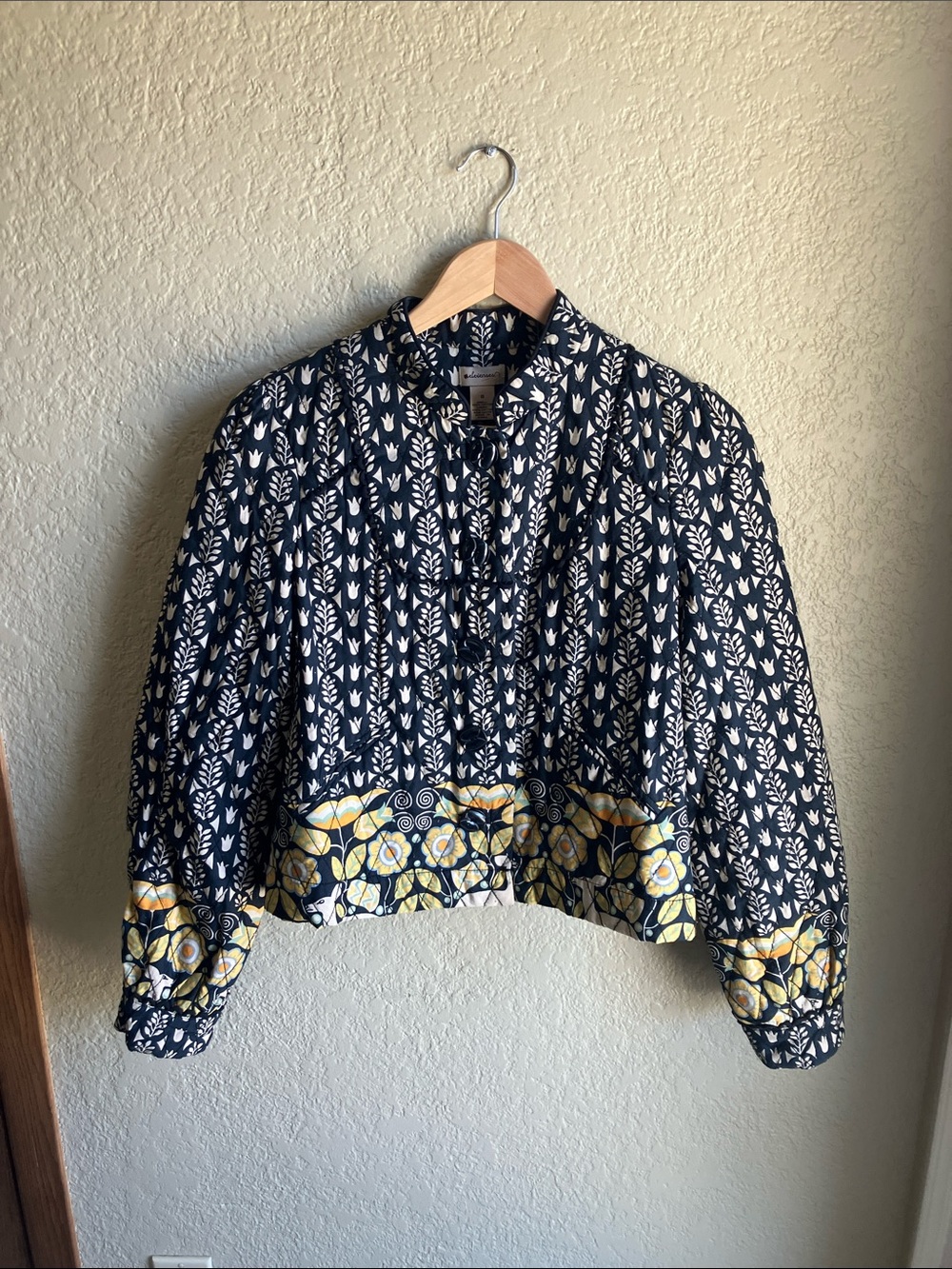 Anthropologie Elevenses adorable folkloric quilted jacket